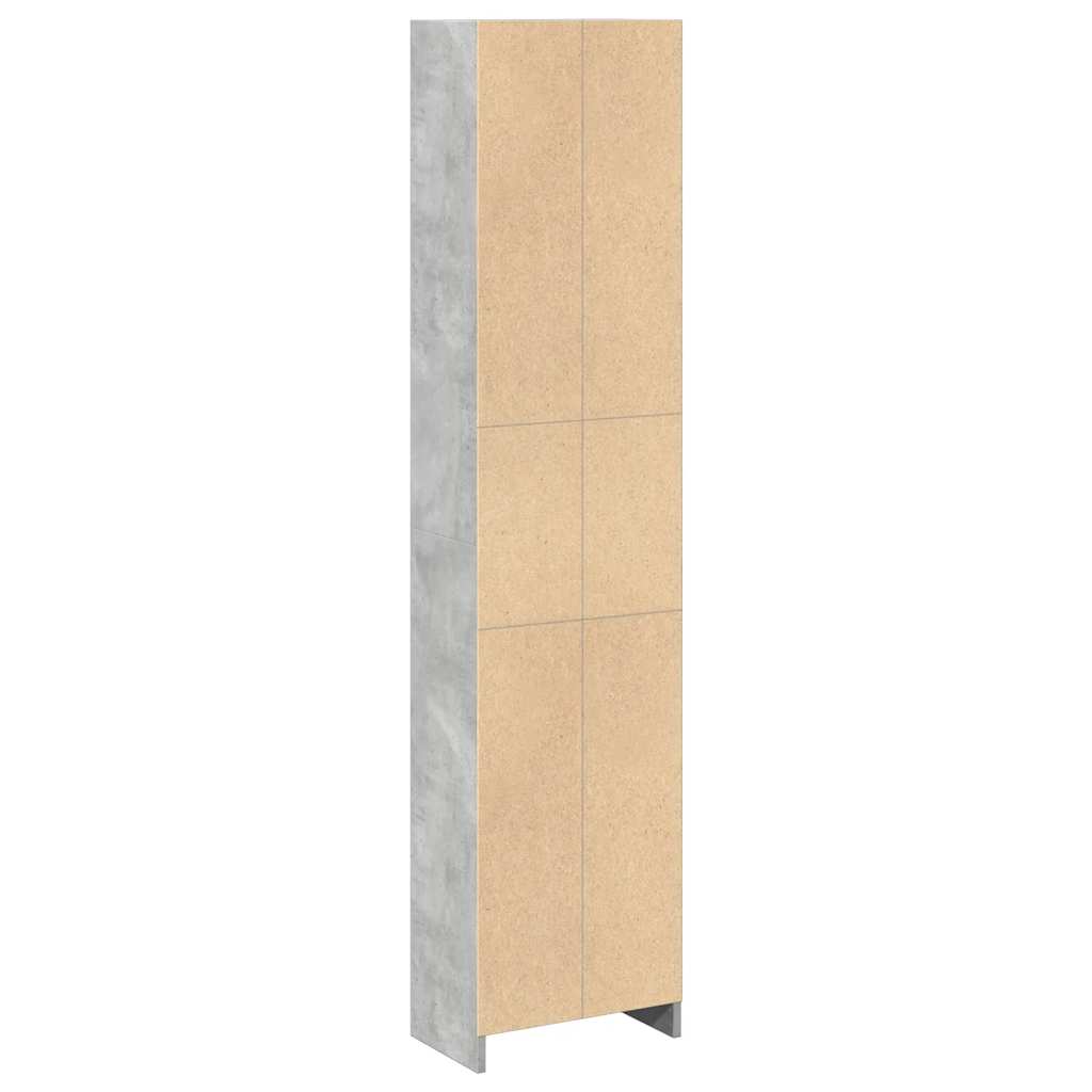 Bibliotecă, gri beton, 40x24x176 cm, lemn compozit