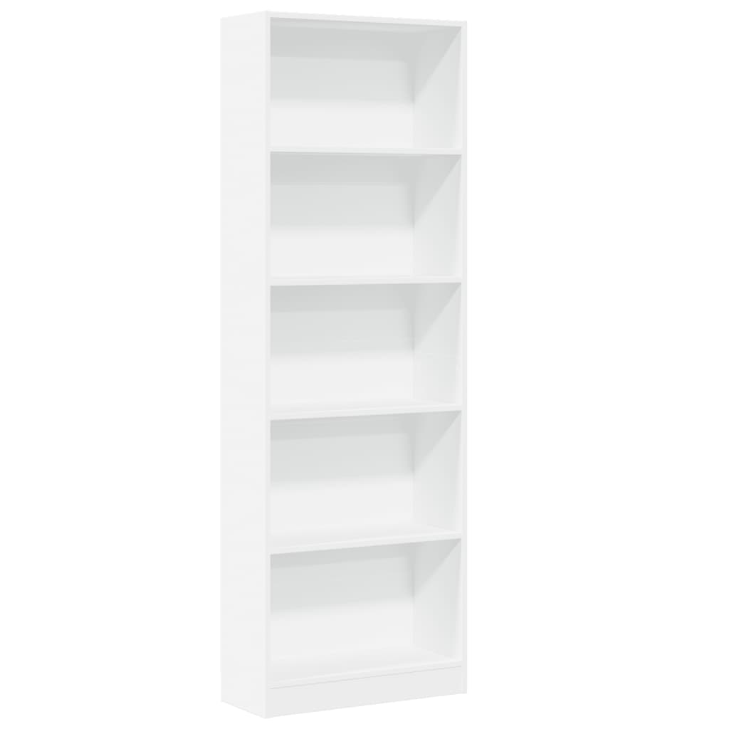 Bibliotecă, alb, 60x24x176 cm, lemn prelucrat