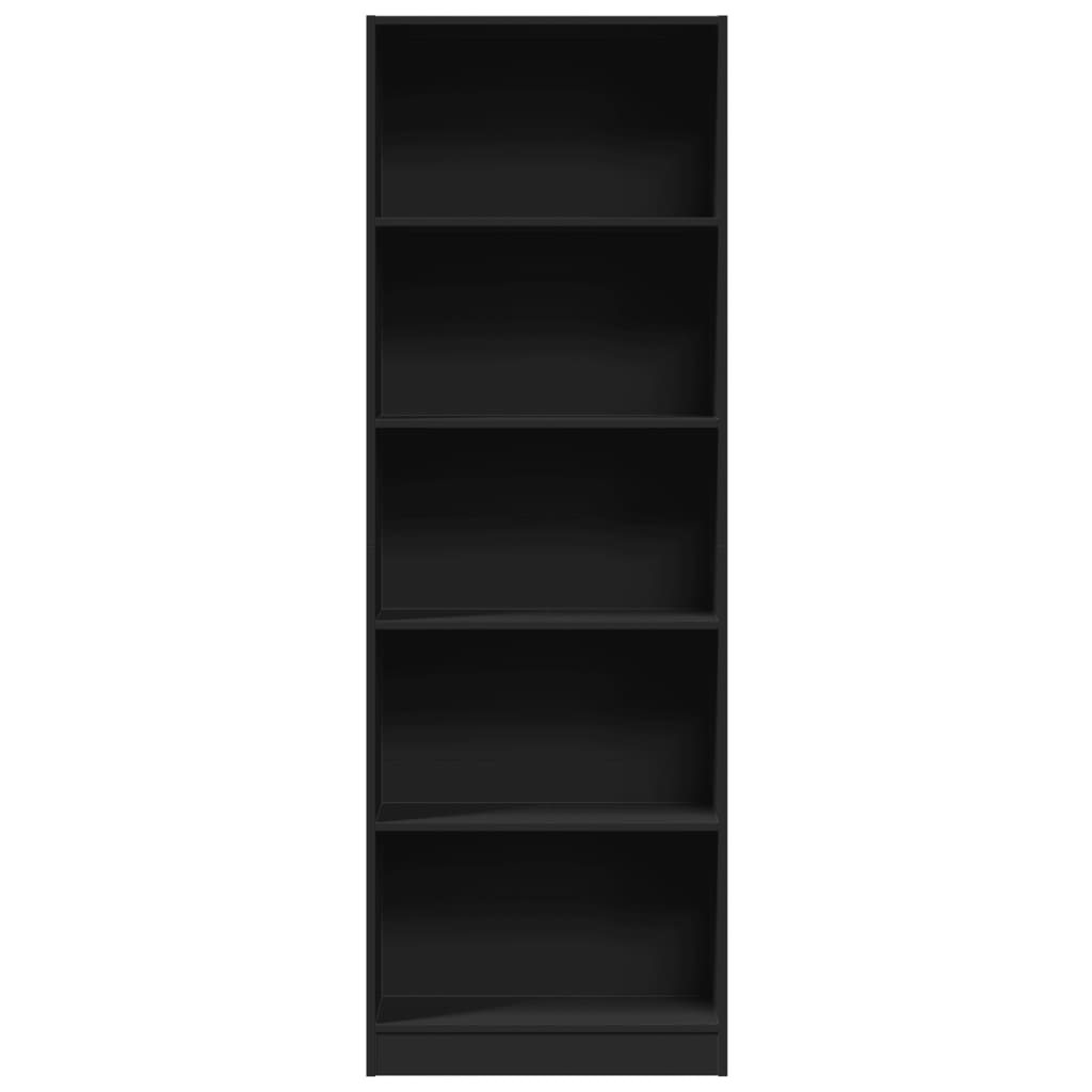 Bibliotecă, negru, 60x24x176 cm, lemn prelucrat