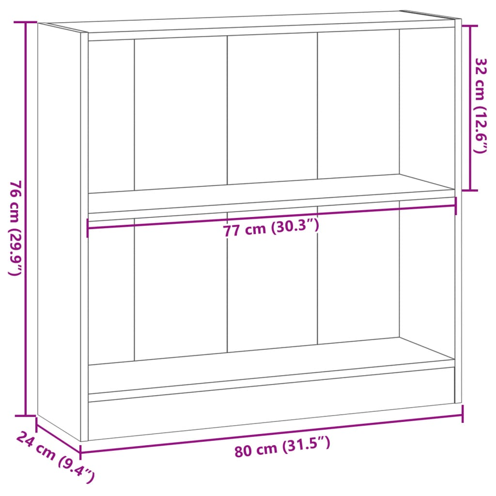 Bibliotecă, stejar maro, 80x24x76 cm, lemn prelucrat