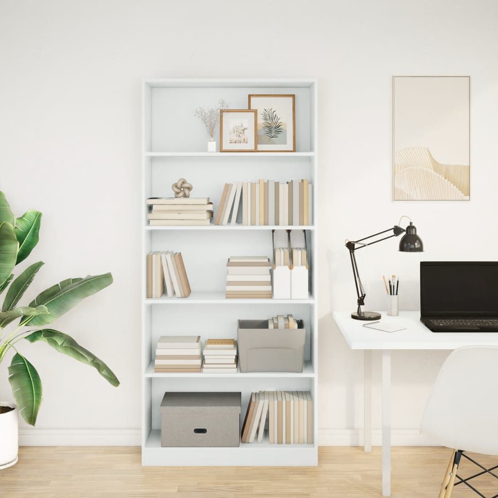 Bibliotecă, alb, 80x24x176 cm, lemn prelucrat