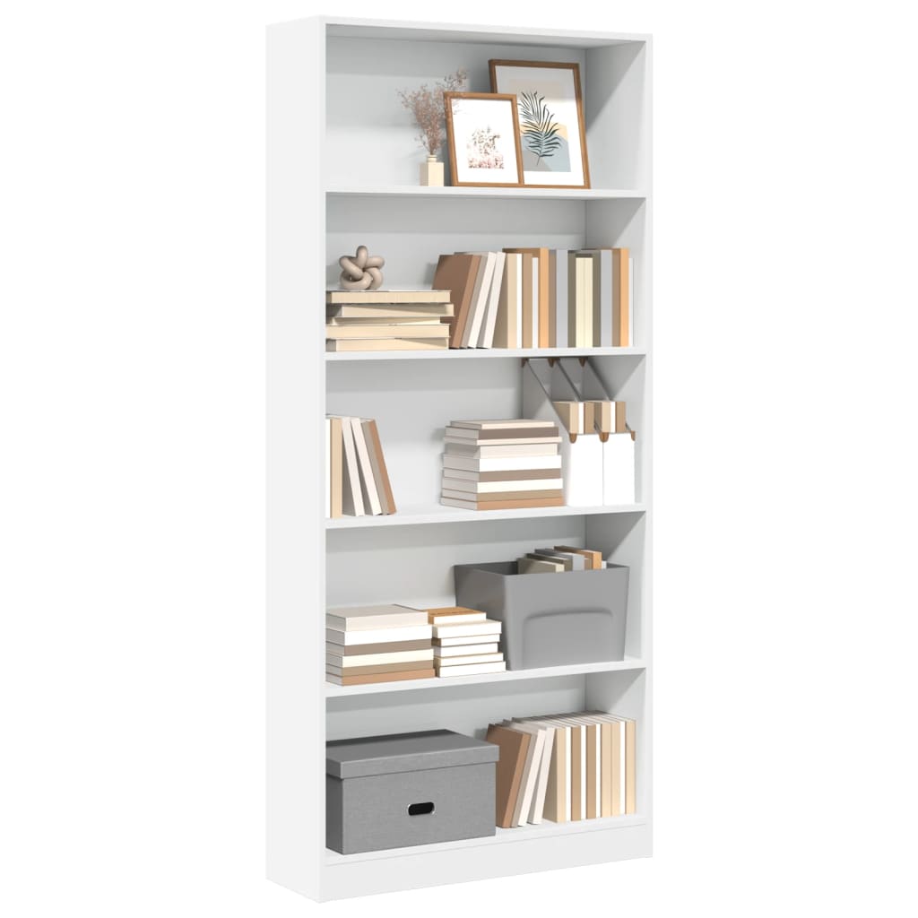 Bibliotecă, alb, 80x24x176 cm, lemn prelucrat