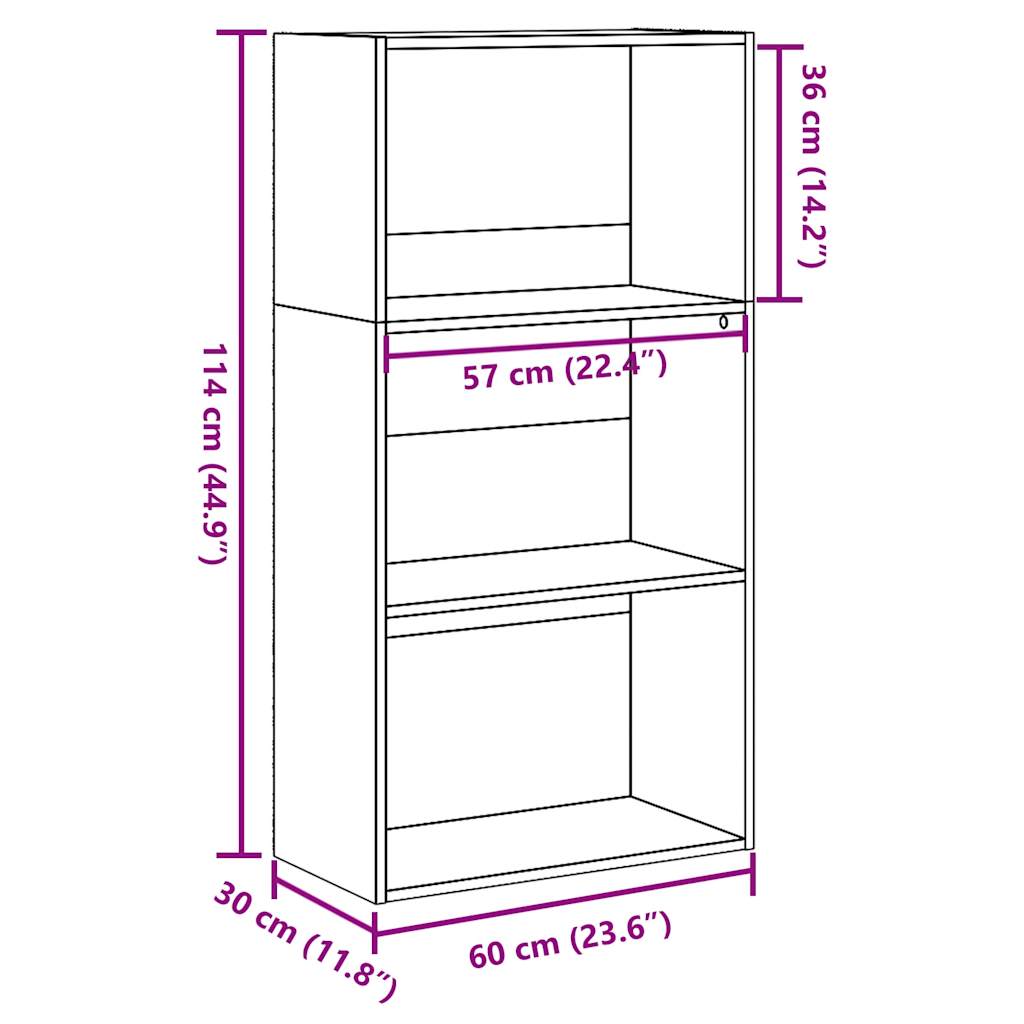 Bibliotecă, stejar sonoma, 60x30x114 cm, lemn prelucrat