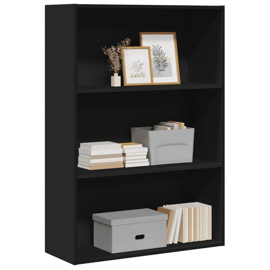Bibliotecă, negru, 80x30x114 cm, lemn prelucrat