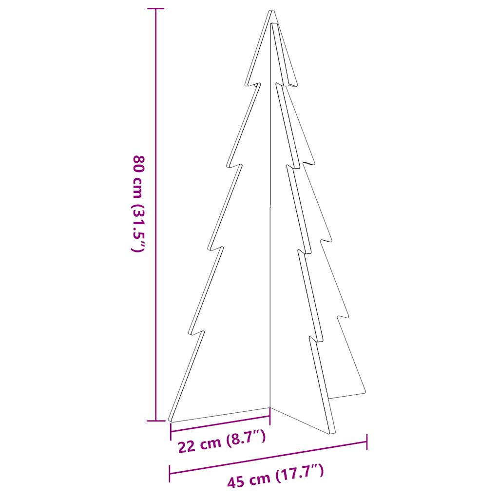 Brad de Crăciun decorativ, alb, 80 cm, lemn de pin masiv