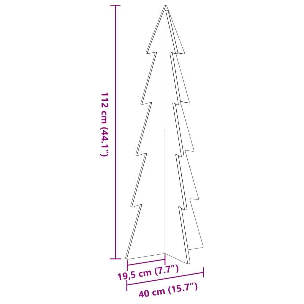 Brad de Crăciun din lemn decorativ, 112 cm, lemn de pin masiv