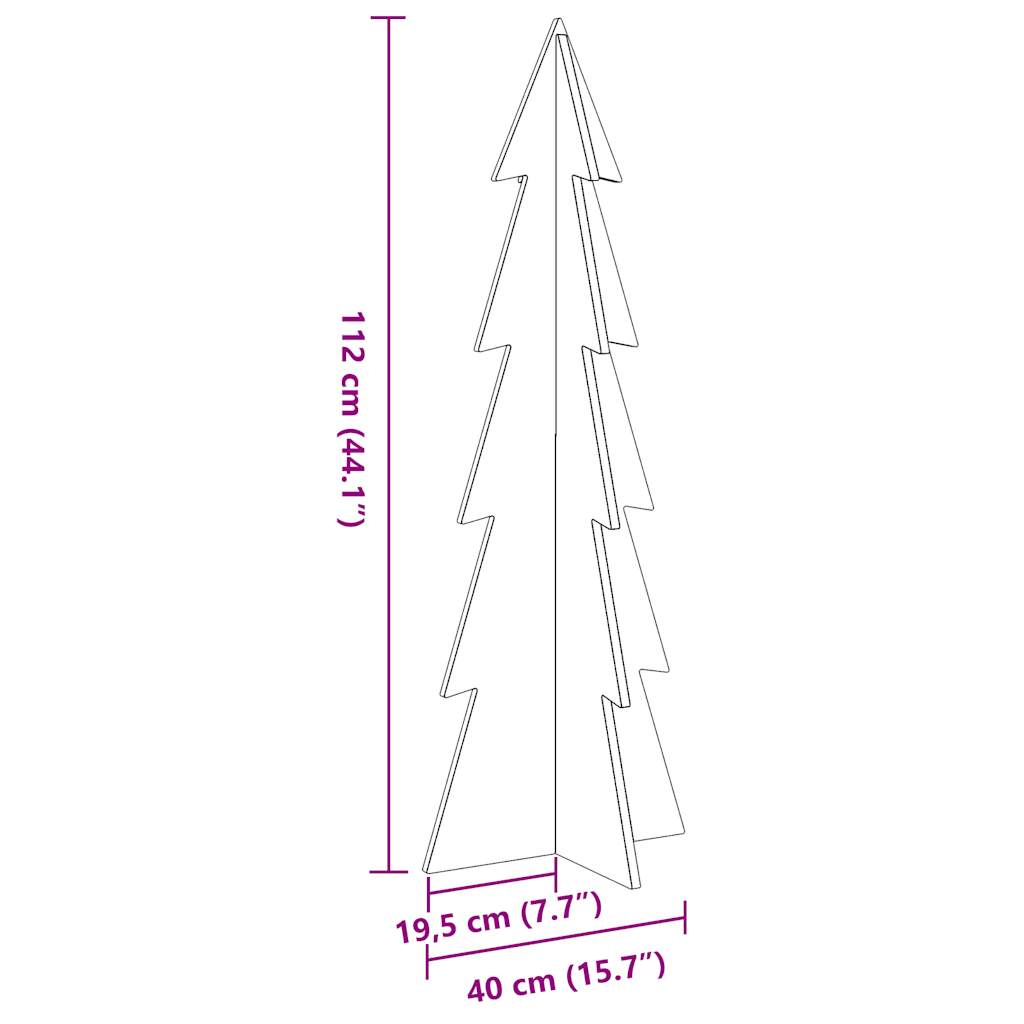 Brad de Crăciun decorativ, maro ceruit, 112 cm, lemn pin masiv