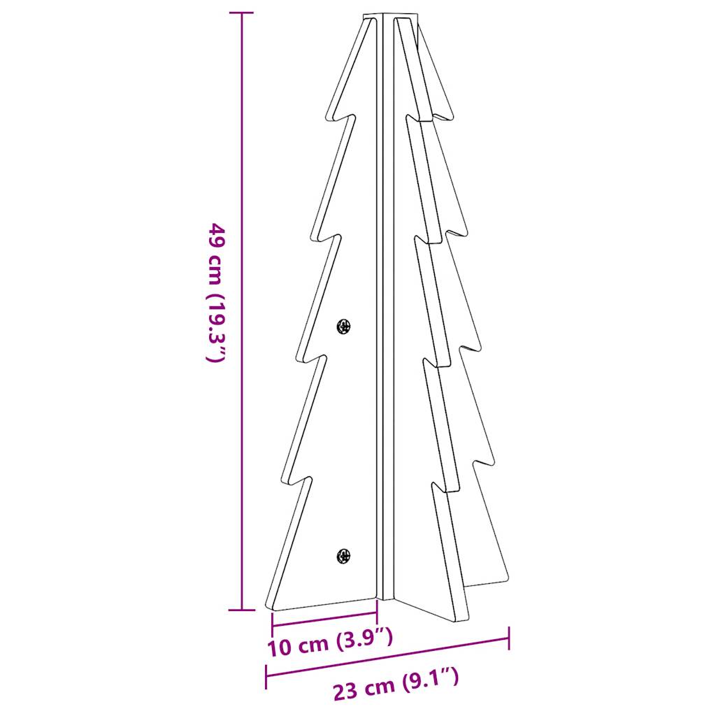 Brad de Crăciun decorativ, alb, 49 cm, lemn de pin masiv