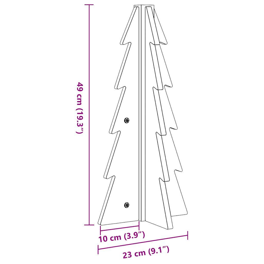 Brad de Crăciun decorativ, maro ceruit, 49 cm, lemn pin masiv