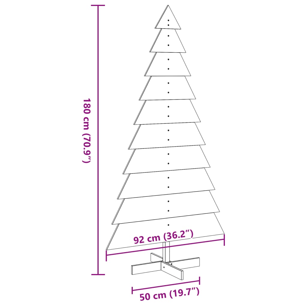 Brad de Crăciun din lemn decorativ, 180 cm, lemn de pin masiv