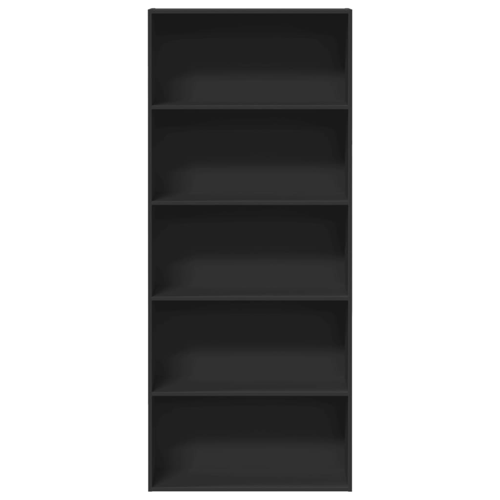 Bibliotecă, negru, 80x30x189 cm, lemn prelucrat