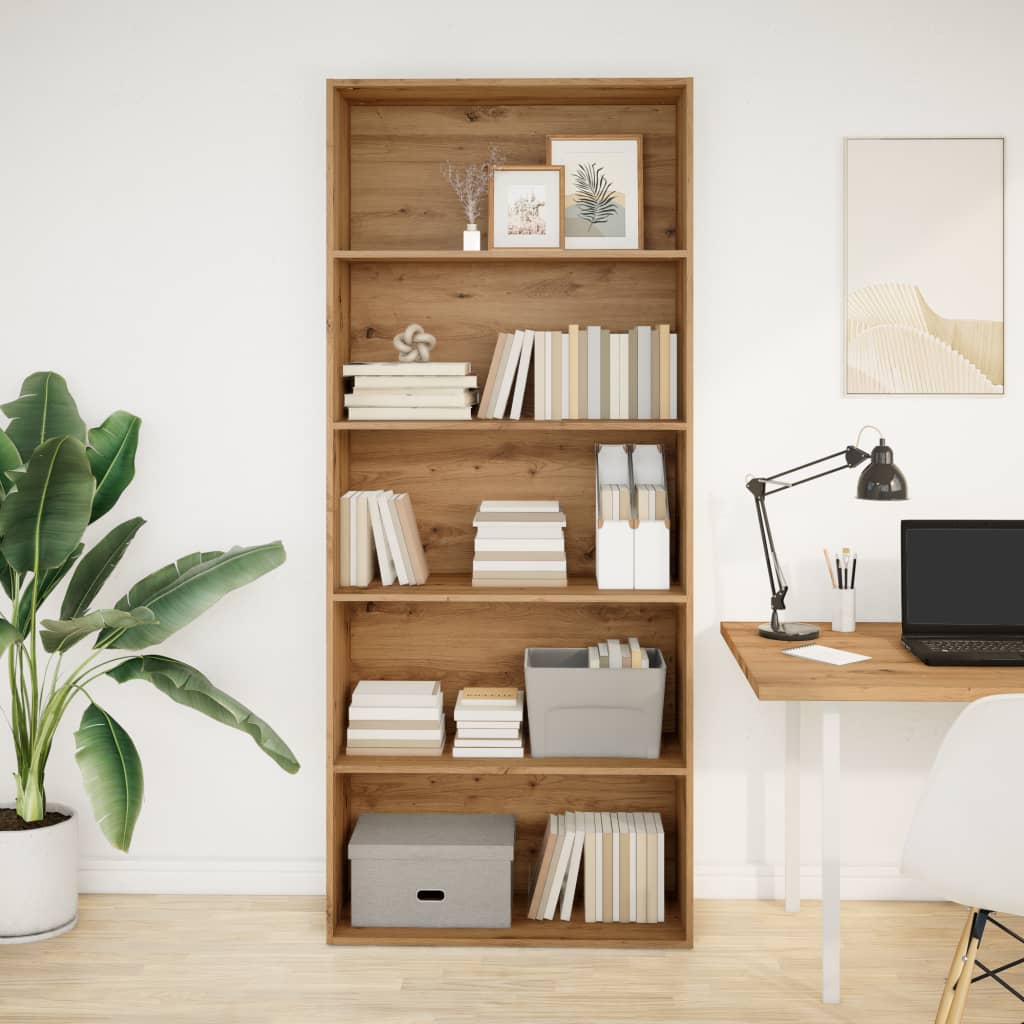Bibliotecă, stejar artizanal, 80x30x189 cm, lemn prelucrat