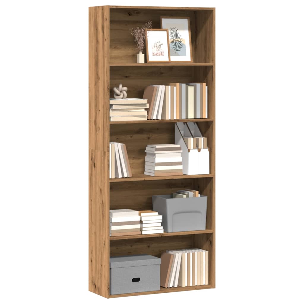 Bibliotecă, stejar artizanal, 80x30x189 cm, lemn prelucrat