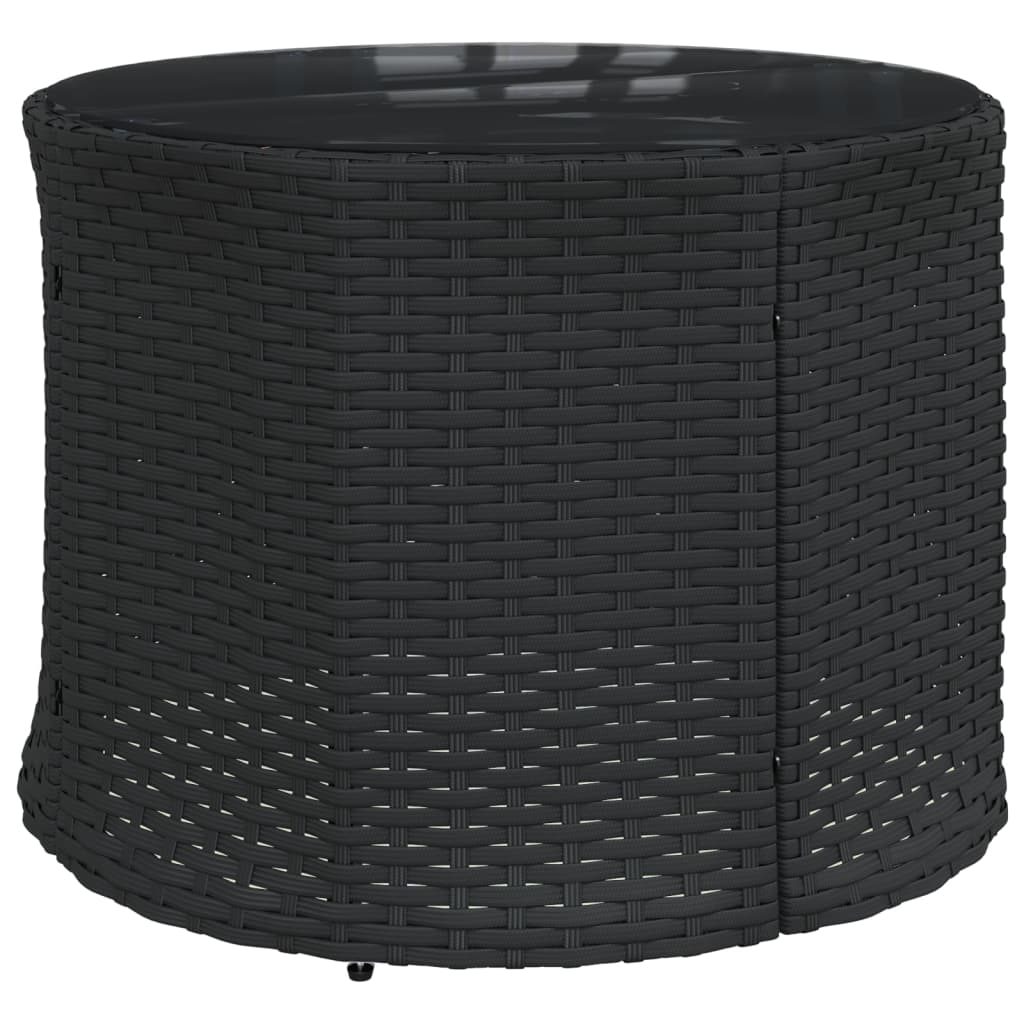 Canapea de grădină cu perne, semi-rotundă, negru, poliratan
