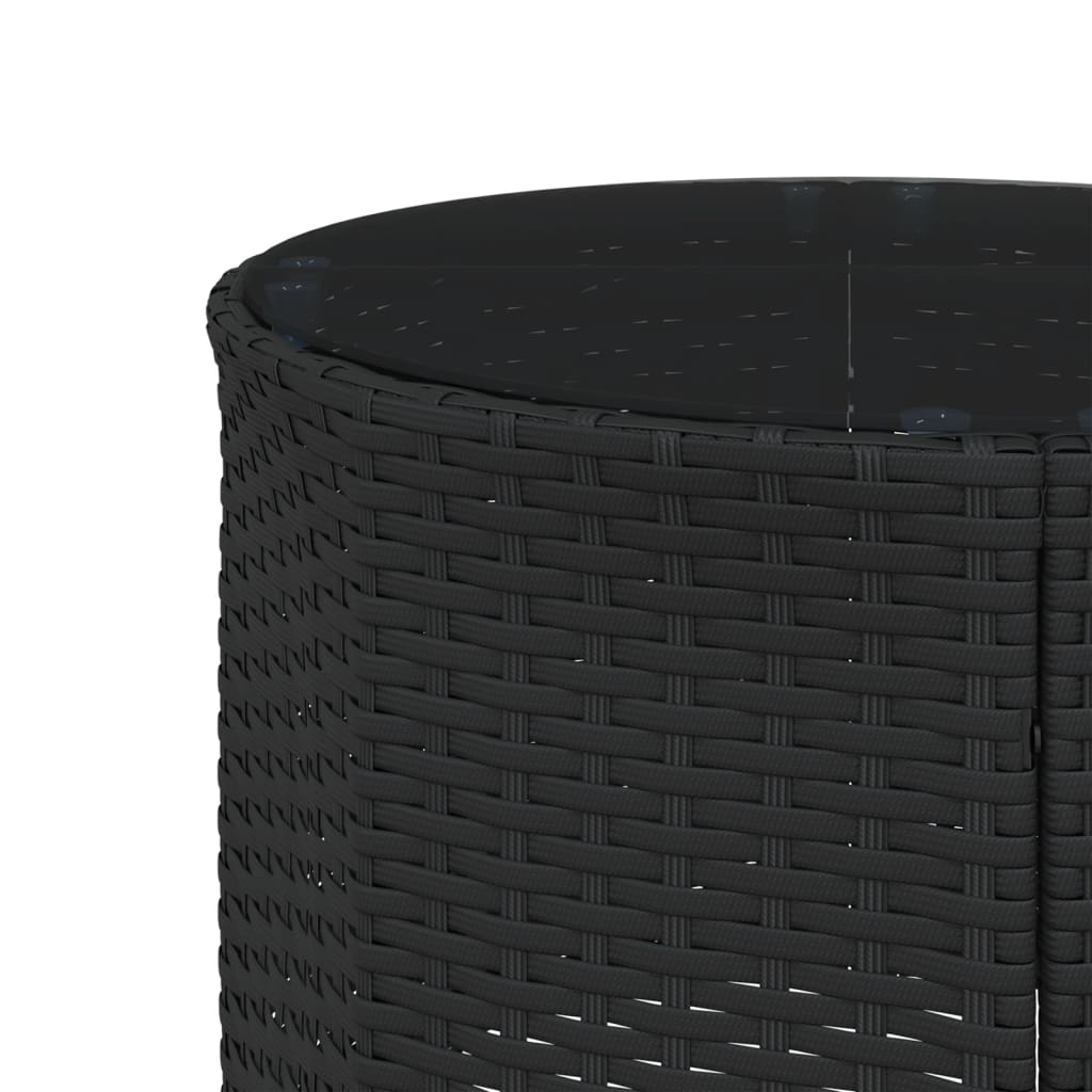 Canapea de grădină cu perne, semi-rotundă, negru, poliratan