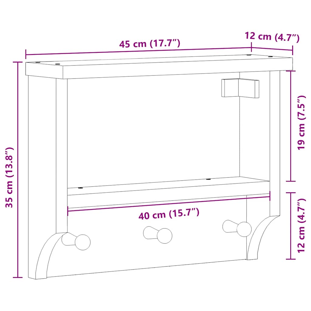 Suport pentru haine "SANDNES" alb 45x12x35 cm lemn masiv de pin