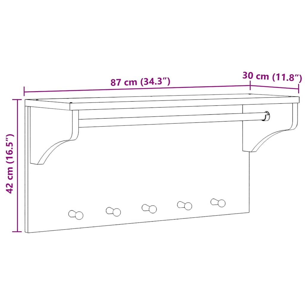 Suport pentru haine "SANDNES" 87x30x42 cm, lemn masiv de pin