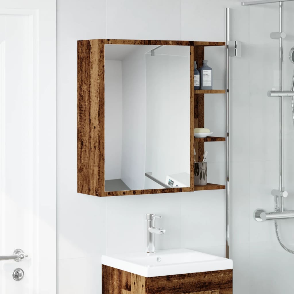 Dulap baie cu oglindă lemn vechi 62,5x20,5x64 cm lemn prelucrat