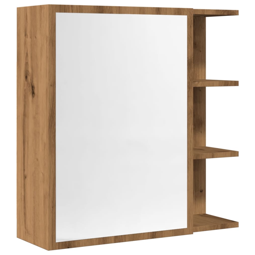 Dulap baie cu oglindă, stejar artizanal, 62,5x20,5x64 cm lemn