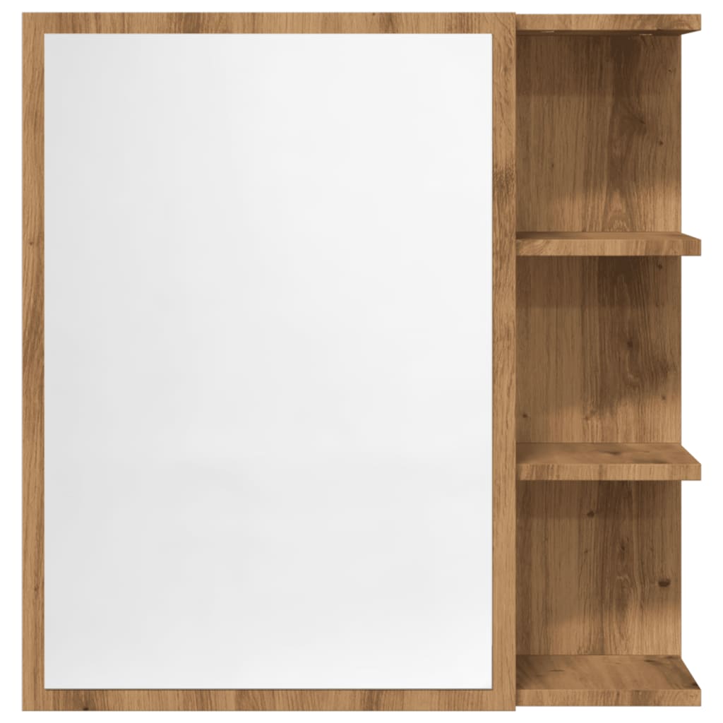 Dulap baie cu oglindă, stejar artizanal, 62,5x20,5x64 cm lemn