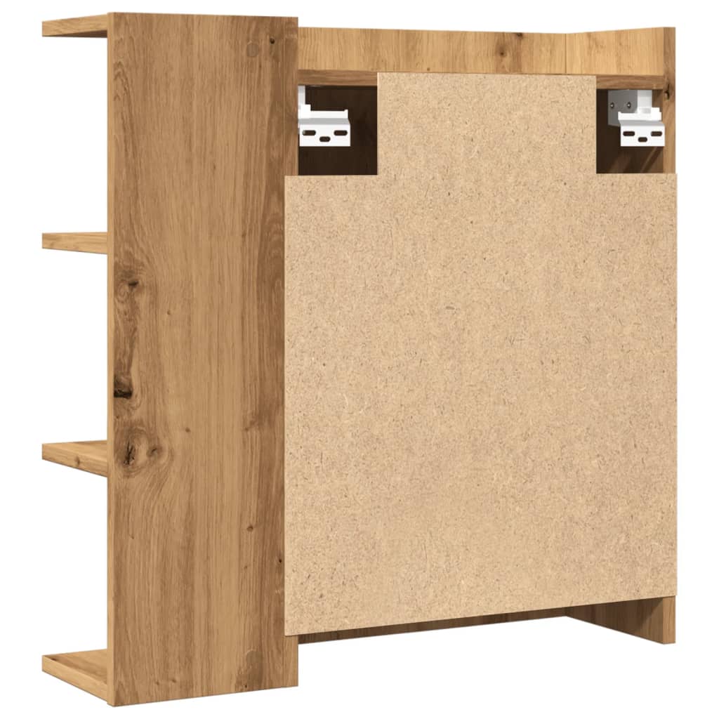 Dulap baie cu oglindă, stejar artizanal, 62,5x20,5x64 cm lemn