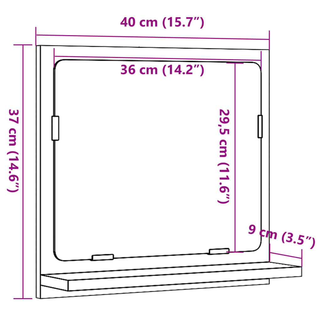 Dulap baie cu oglindă, gri beton, 40x11x37 cm, lemn prelucrat