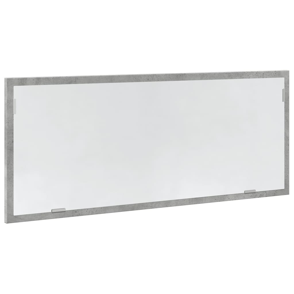 Oglindă de baie cu LED, gri beton, 100x8,5x37cm, lemn prelucrat