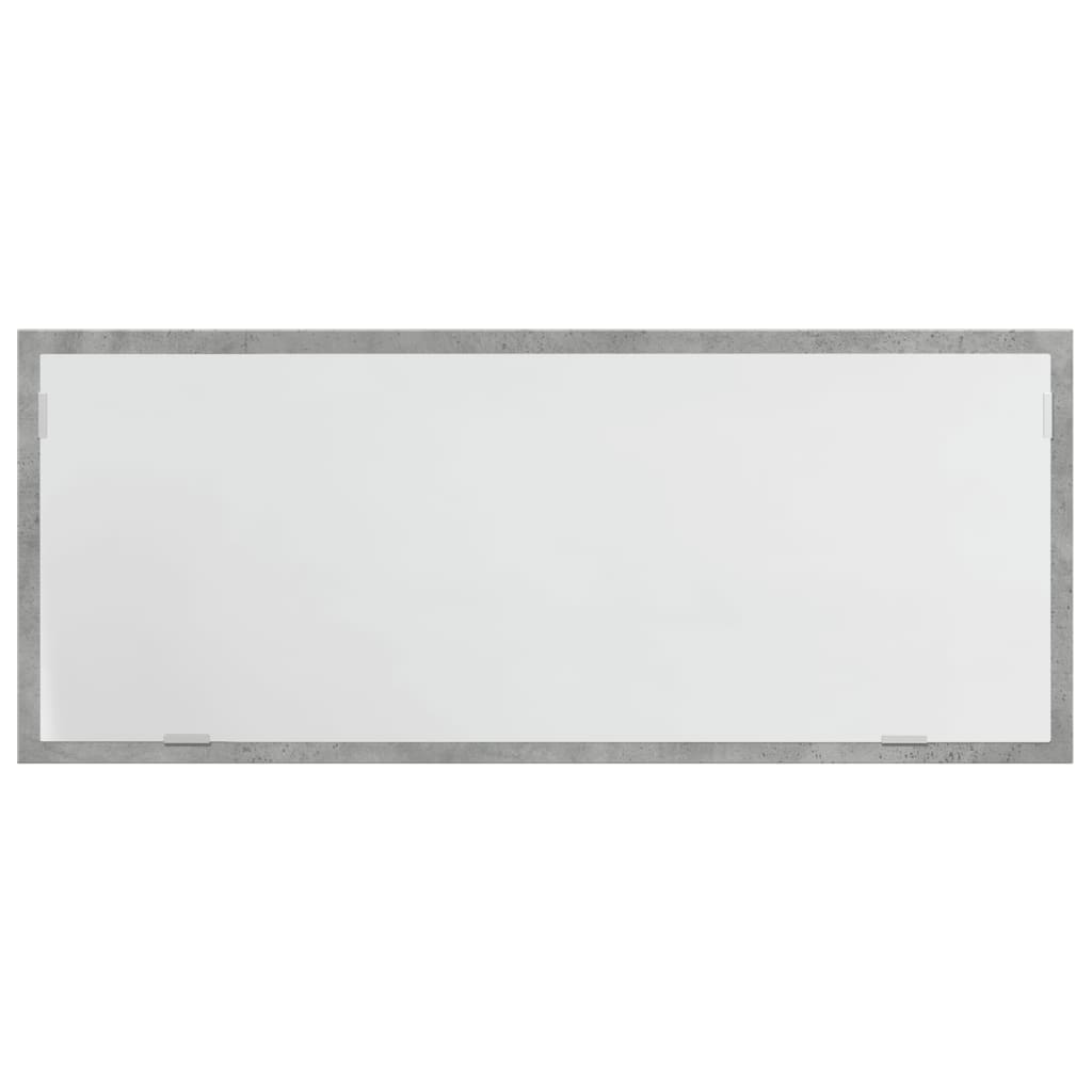 Oglindă de baie cu LED, gri beton, 100x8,5x37cm, lemn prelucrat