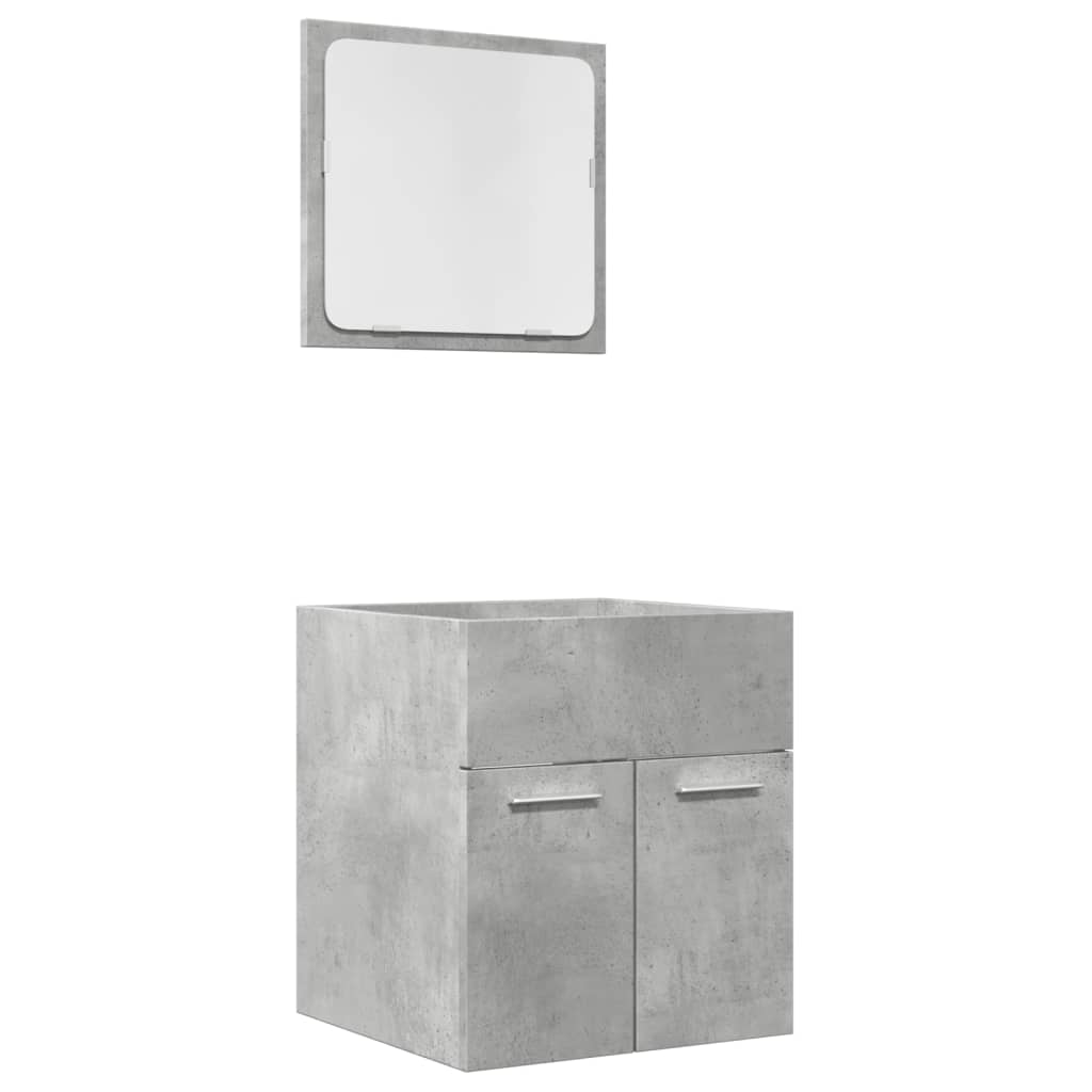 Set mobilier de baie, 2 piese, gri beton, lemn compozit