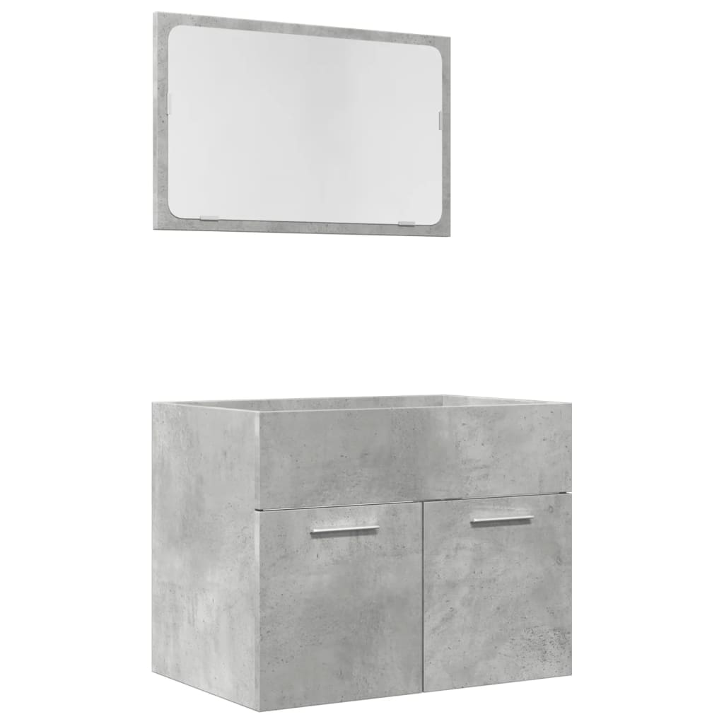 Set mobilier de baie, 2 piese, gri beton, lemn compozit