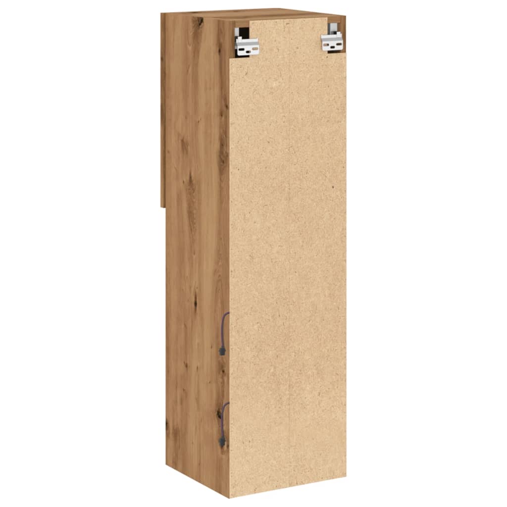 Comodă TV cu lumini LED, stejar artizanal, 30,5x30x102 cm