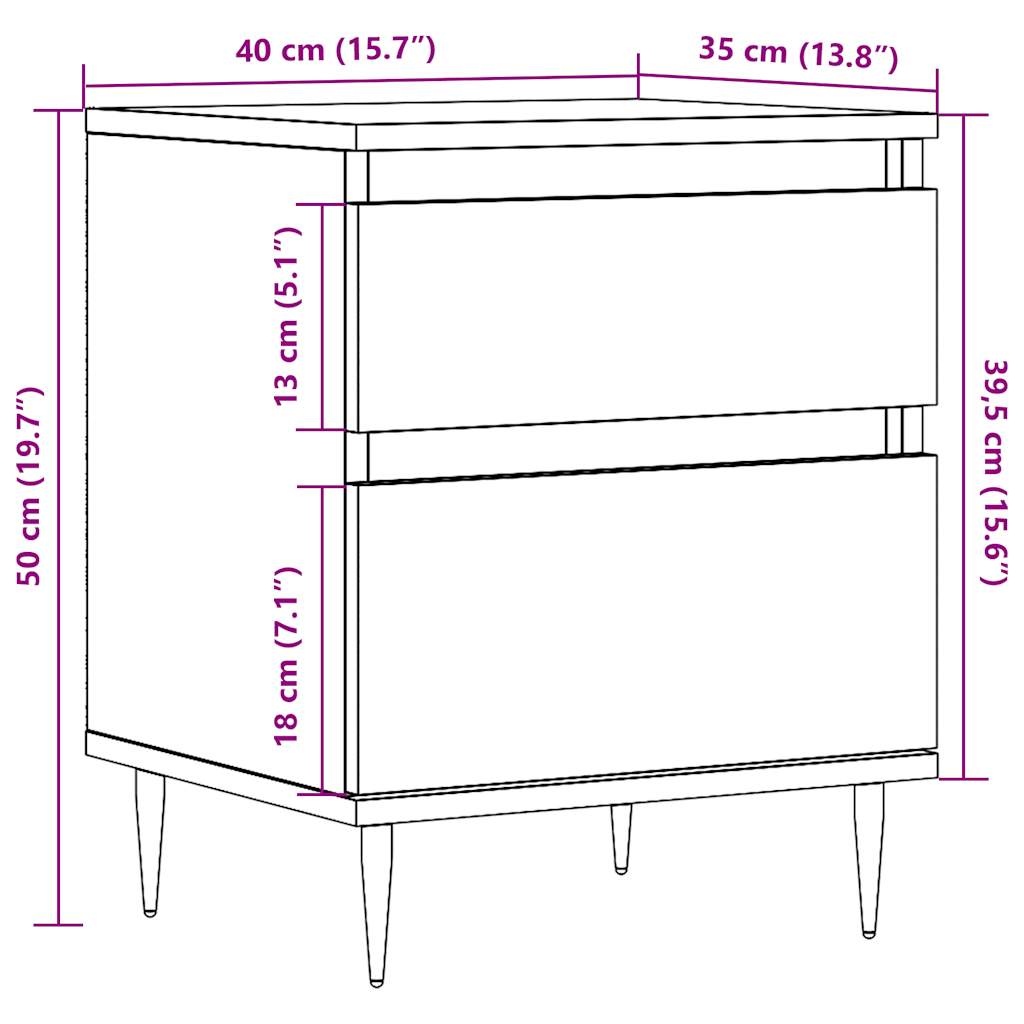 Noptiere, 2 buc., lemn vechi, 40x35x50 cm, lemn prelucrat