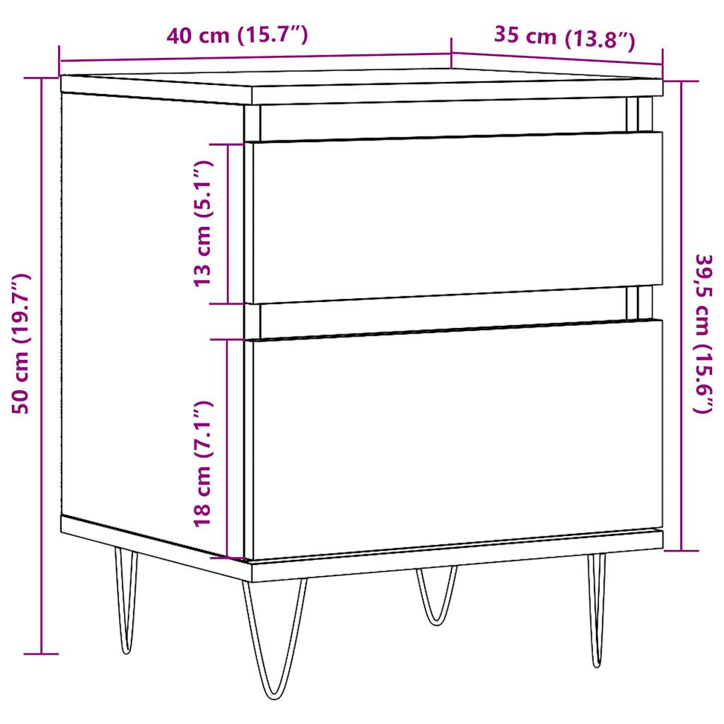 Noptiere, 2 buc., lemn vechi, 40x35x50 cm, lemn prelucrat