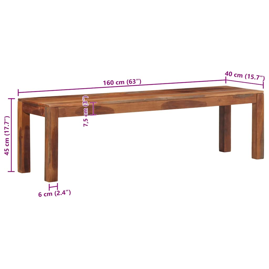 Bancă 160 cm din lemn masiv de salcâm