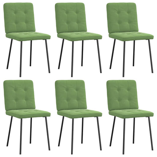 Scaune de sufragerie, 6 buc, verde deschis, catifea