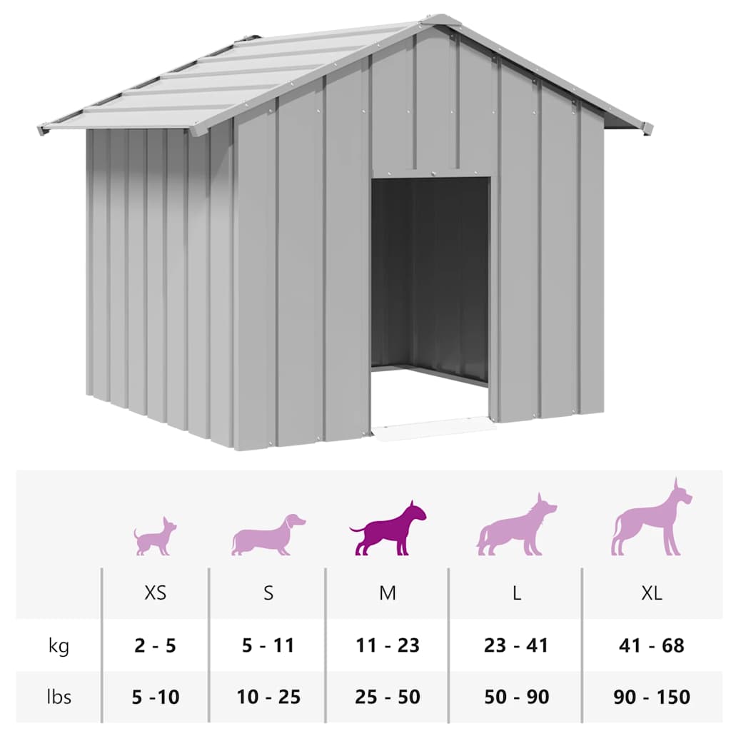 Casă pentru câini cu acoperiș 131x101x102 cm oțel galvanizat