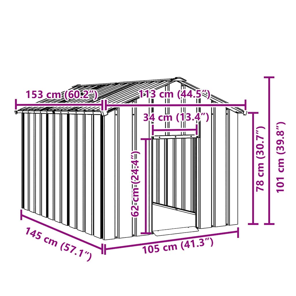 Casă pentru câini cu acoperiș 113x153x101 cm oțel galvanizat