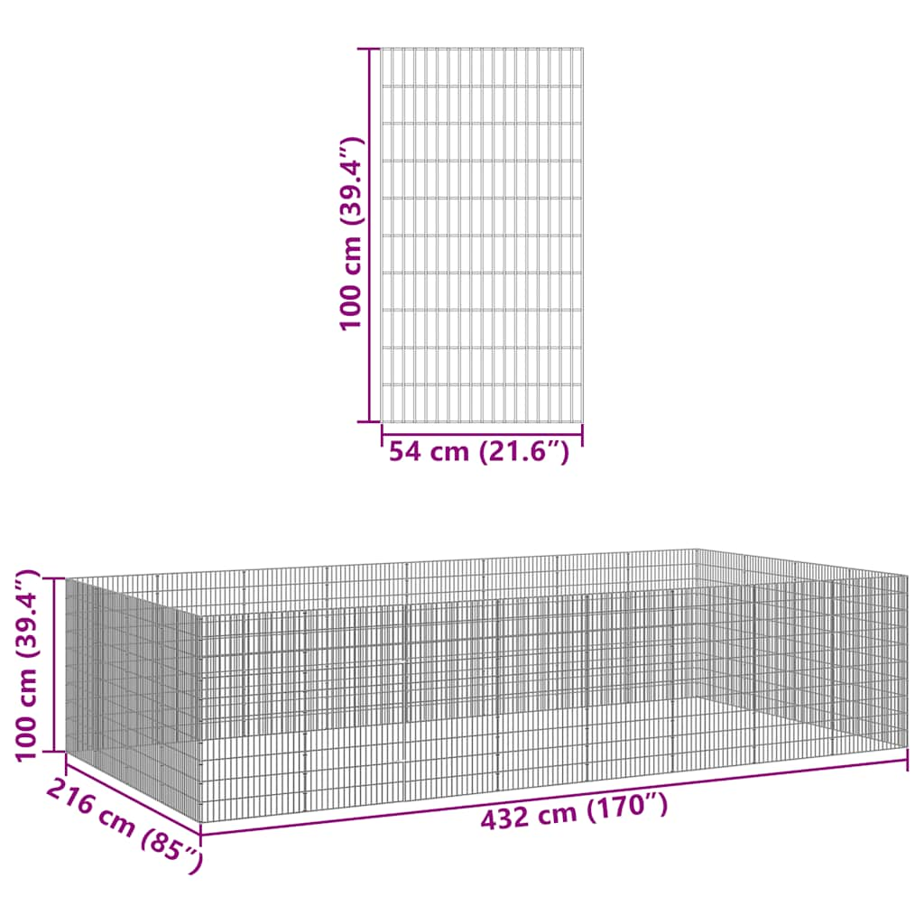 Adăpost pentru animale cu 24 panouri, 54x100 cm fier galvanizat