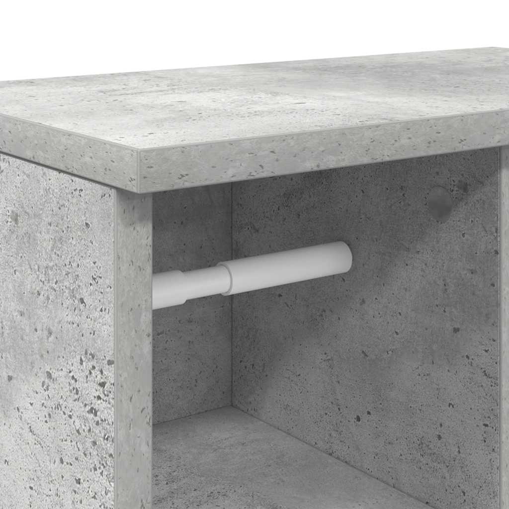 Dulap de baie cu suport role, gri beton, 39x22x90 cm