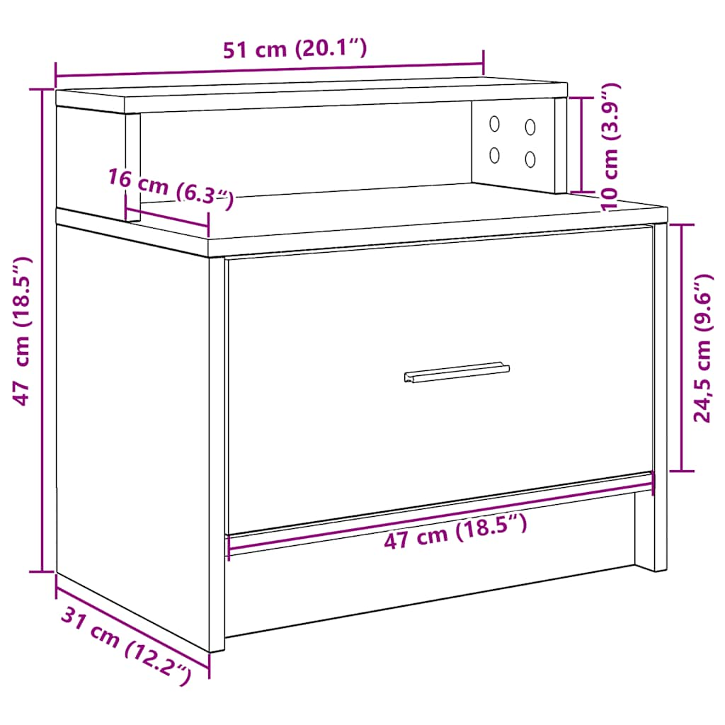 Noptiera cu sertar alb 51x31x47 cm