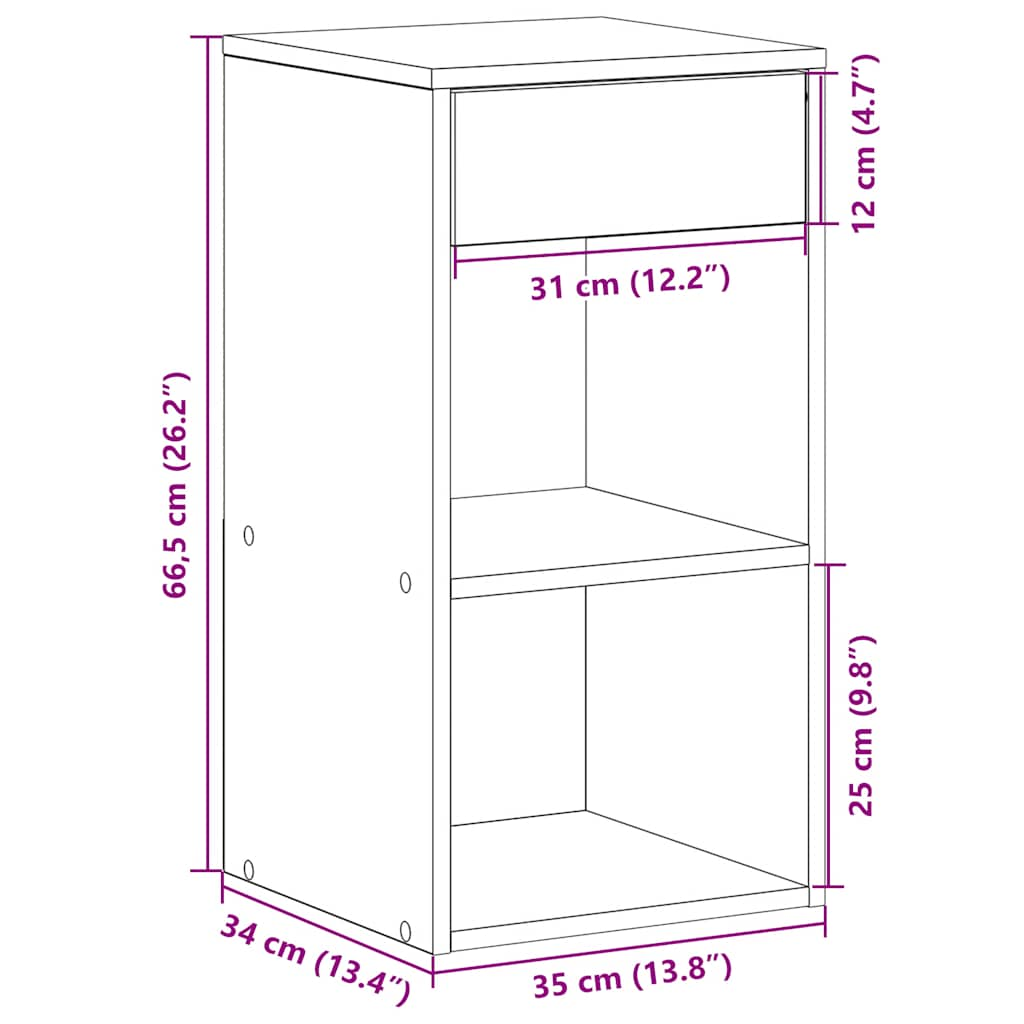 Noptiera cu sertar alb 35x34x66,5 cm