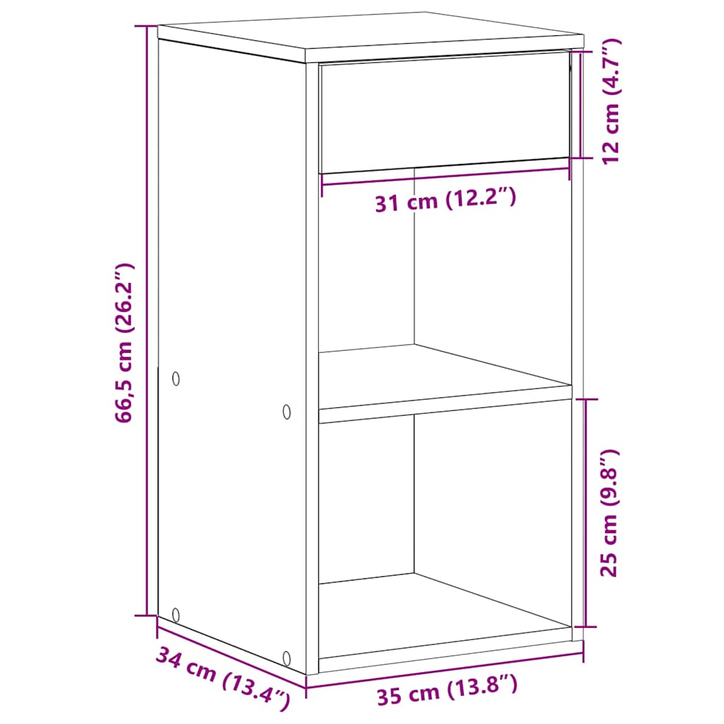 Noptiera cu sertar stejar negru 35x34x66,5 cm