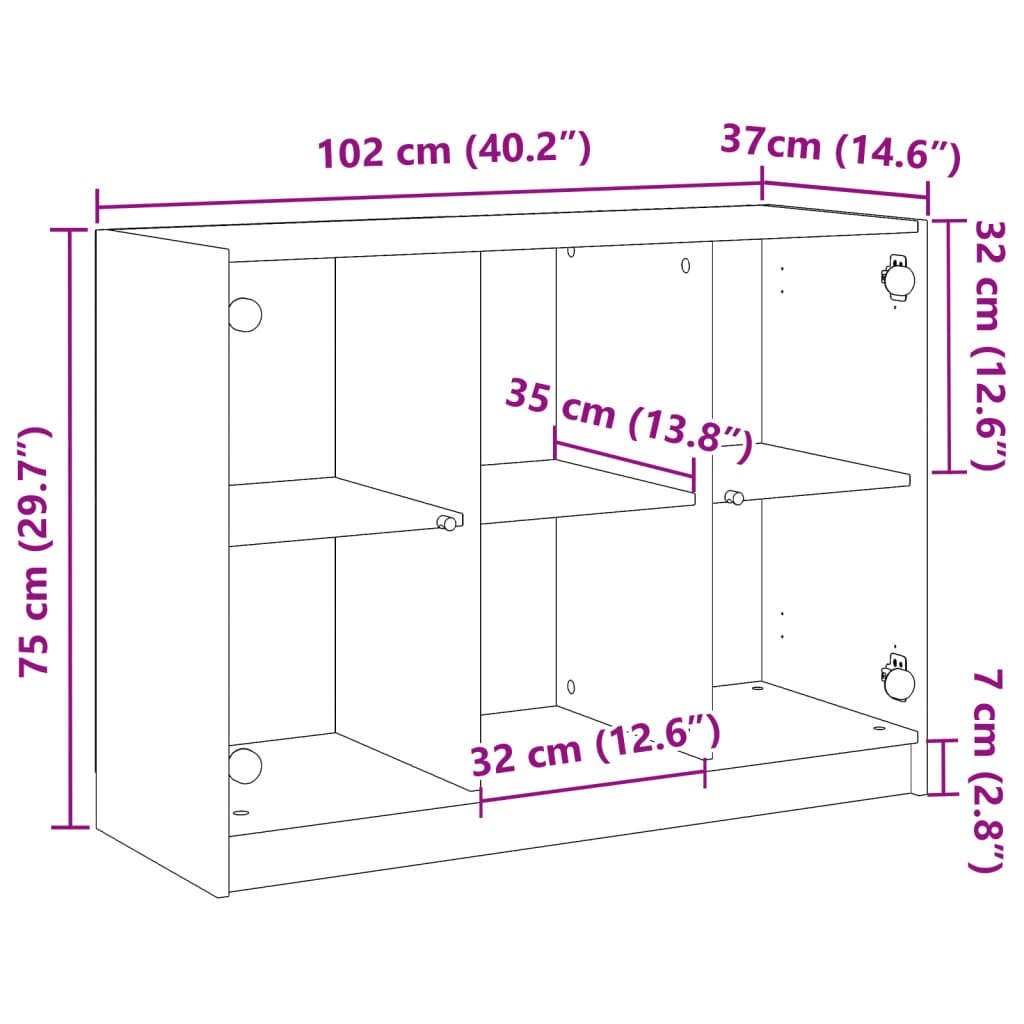 Dulap, lemn învechit, 102x37x75,5 cm, lemn prelucrat