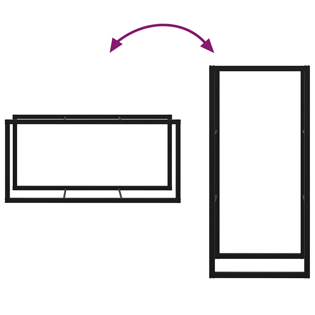 Rastel pentru lemne de foc, negru, 55x30x116 cm oțel