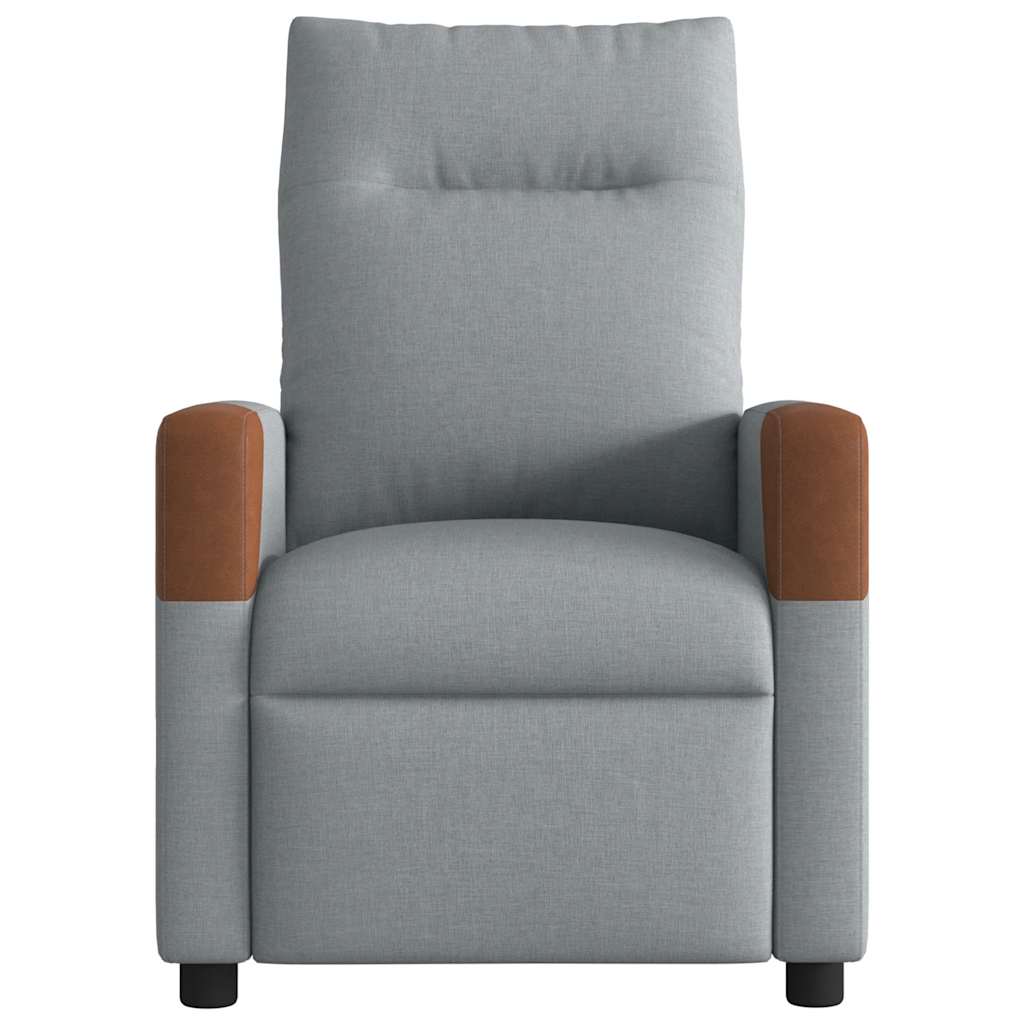 Fotoliu rabatabil electric, gri deschis, textil