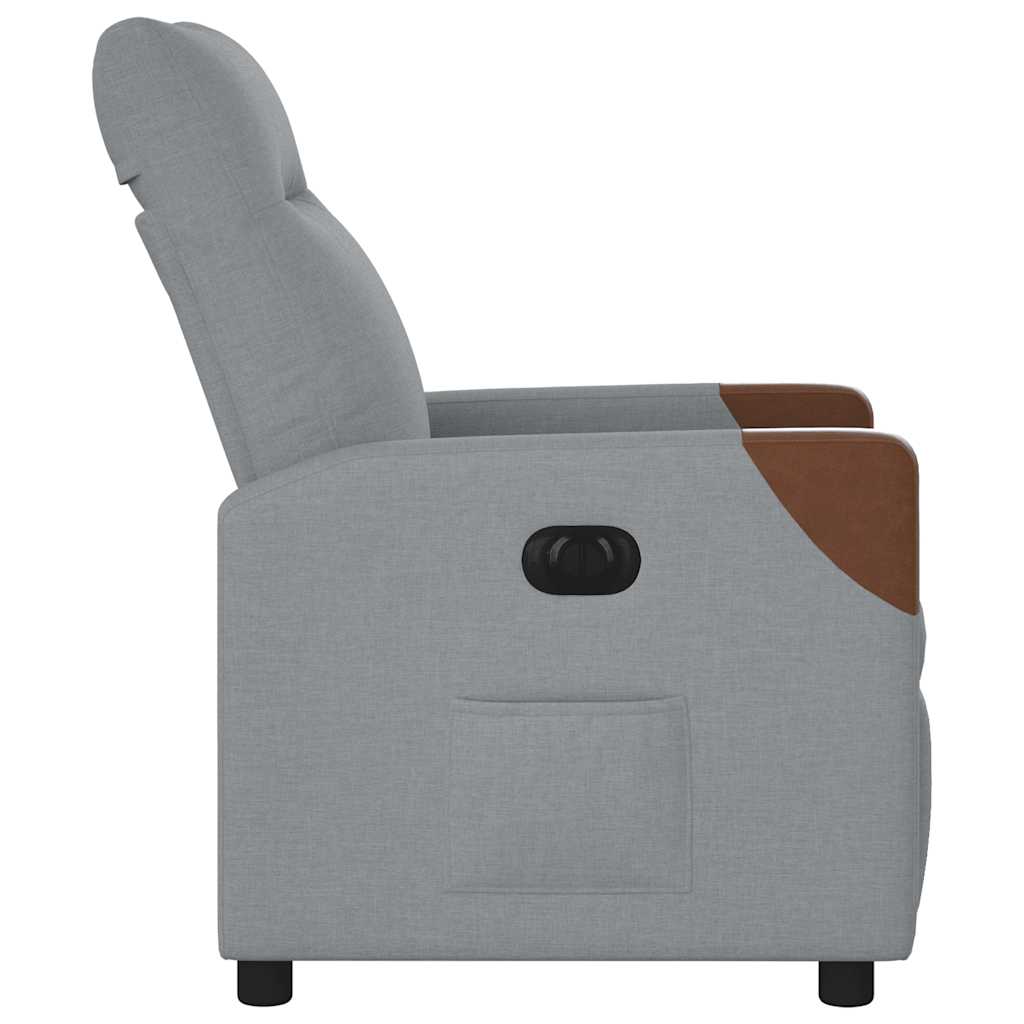 Fotoliu rabatabil electric, gri deschis, textil
