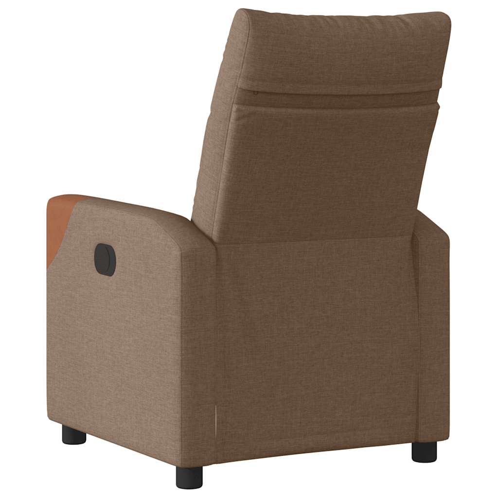 Fotoliu rabatabil electric, maro, material textil