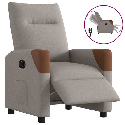 Fotoliu rabatabil electric, gri taupe, material textil