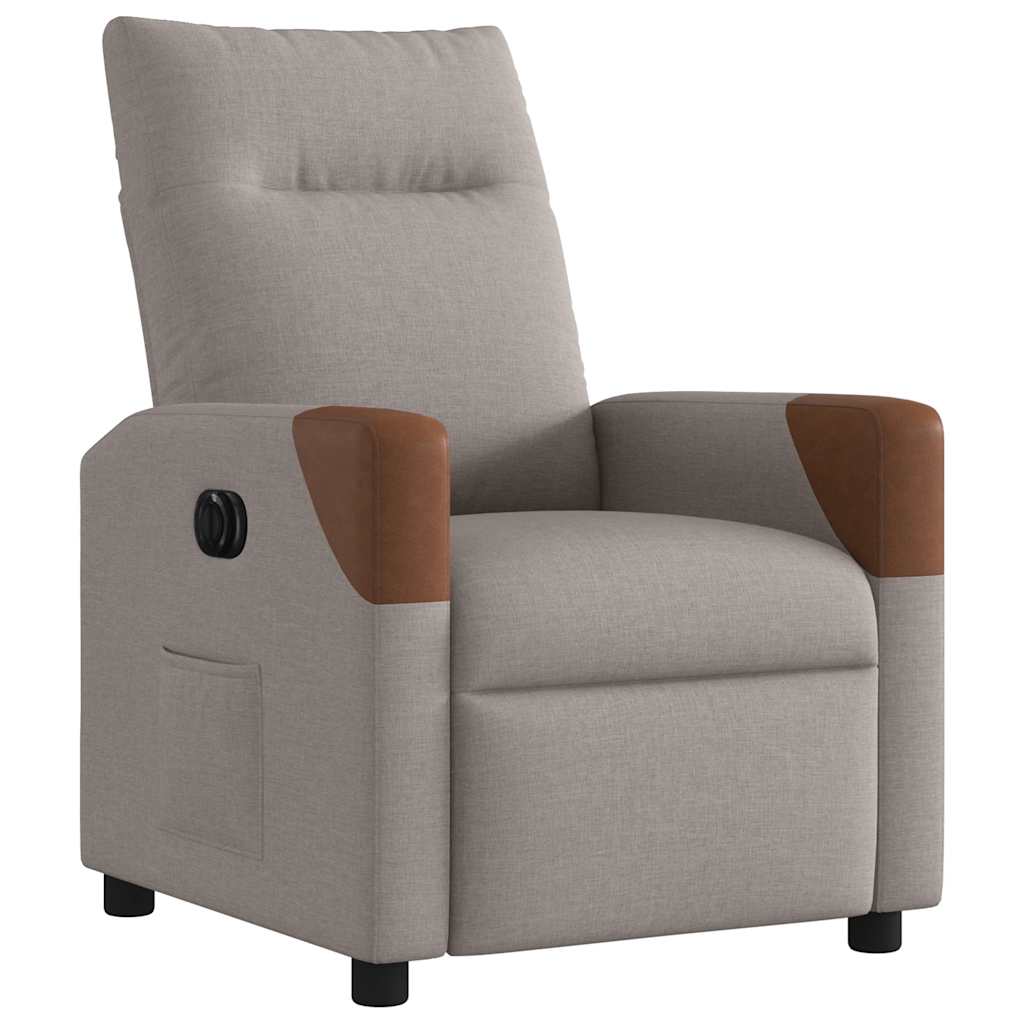 Fotoliu rabatabil electric, gri taupe, material textil