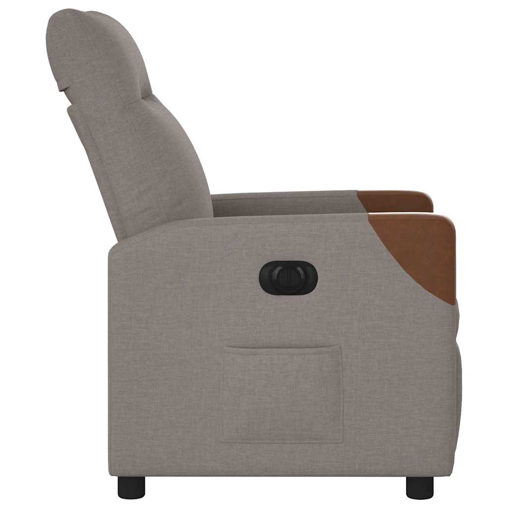 Fotoliu rabatabil electric, gri taupe, material textil
